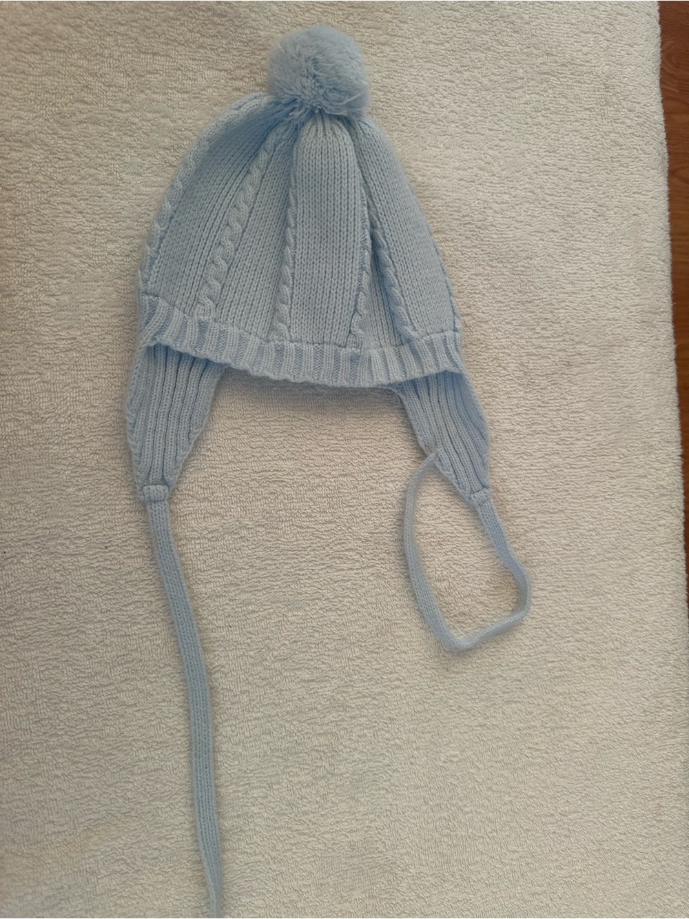 Light Blue Knit Pom-Pom Earflap Hat for Kids